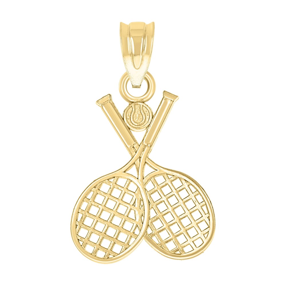 10kt 10k Yellow Gold Unisex Tennis Racquets Ball Sports Charm Pendant